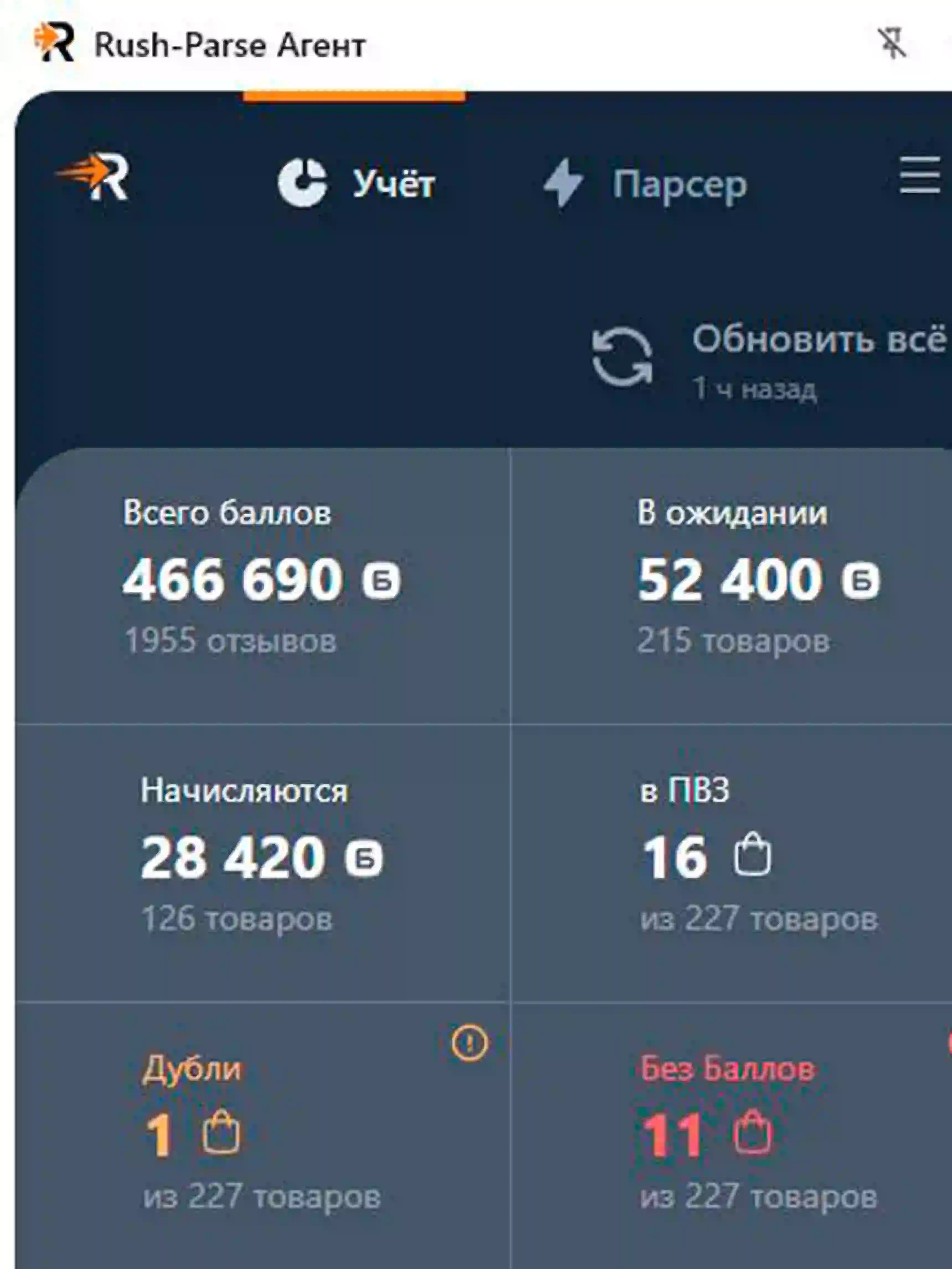 Полный контроль над баллами